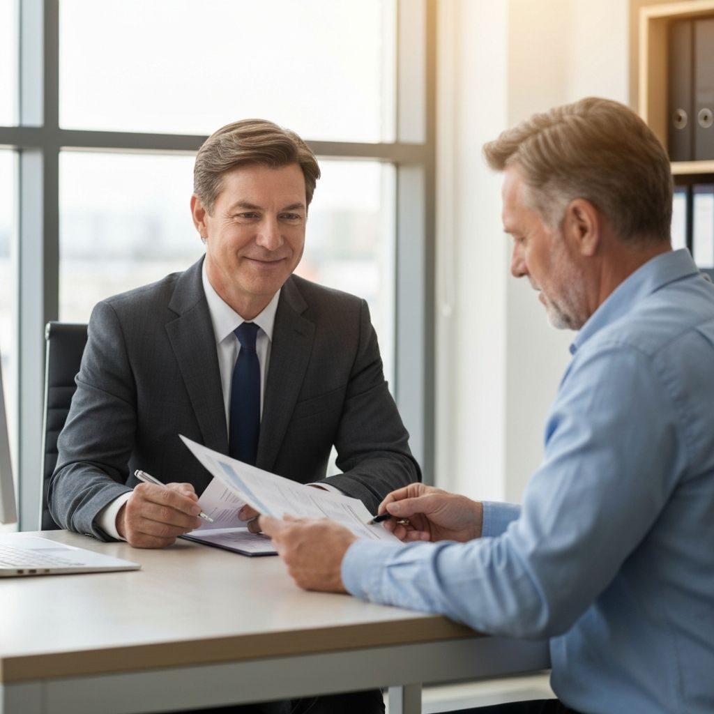 Asesor financiero trabajando con cliente en planificación de inversiones